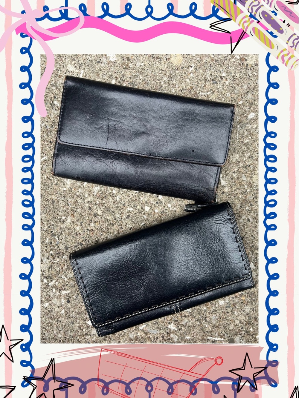 Black Leather Wallets Duo